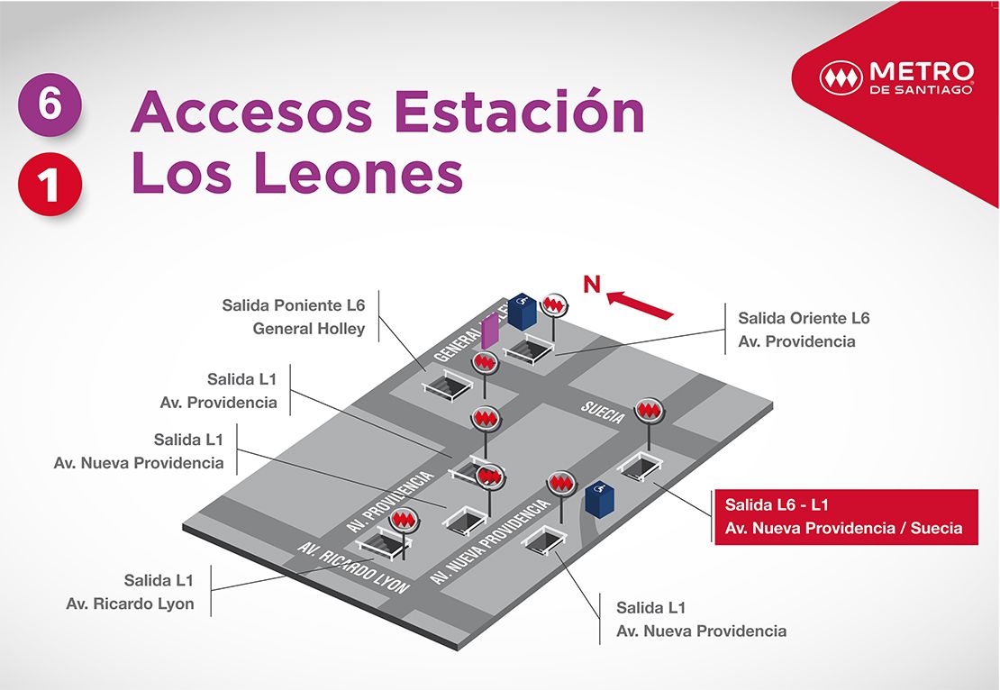 Mapa accesos estación Los Leones